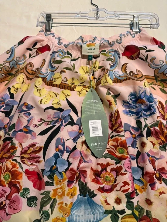 FARM Rio Pink Floral & Multicolor Print Midi Skirt - Picture 2 of 3